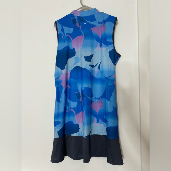 CALLAWAY NWT VIBRANT BLUE PRINTED GOLF MIDI DRESS SZ XLARGE - Picture 9 of 10